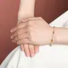 Yiluyin Pulsera de Plata de Ley S925 Chapada en Oro Turmalina Vintage Lujo Ligero Forma de Calabaza Perla de la Fortuna Patrón de Diente Joyería de Plata al por Mayor