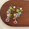 Pendientes de Lirio del Valle Coloridos de Estilo Pastoral Dopamina, Pendientes Largos con Borla de Flor Estilo Hada de Vacaciones