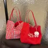 2026 Bolso de Lona Versátil Nuevo de Gran Capacidad, Patrón de Olas Doble Cara, Bolso Tote Casual Simple para el Trabajo, Perezoso
