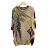 Top de Mujer Talla Grande 20234 Tejido Cuello Redondo Único y Chic Estilo Coreano Resistente Estampado de Pedrería Moda Lino de Hielo