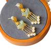 Aretes de Mariposa de Oro Antiguo Hetian Natural para Mujer, Estilo Largo con Borla Vintage, Regalo para Esposa Joyería
