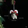 Decoración navideña transfronteriza: Adornos de bastón blanco aterciopelado con frutos rojos y lazo, decoraciones colgantes de bastón para el ambiente del árbol de Navidad