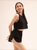 Pijama Europeu e Americano Transfronteiriço para Casa Feminino, Conjunto de Camiseta Regata Simples Confortável Sexy Vazada e Shorts com Fenda