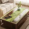 Nuevo mantel para mesa de té estilo chino, cubierta de mesa de té de vidrio suave de PVC semitransparente, protector de mesa de té de caoba de alta gama
