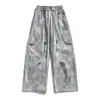 Pantalones de trabajo de algodón puro estilo casual americano para hombre, de pierna recta, holgados, con cordón, versátiles, de pierna ancha, curvos, modernos, para primavera y otoño