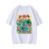 Camiseta de Manga Corta Estampada de Color Puro Cómoda y Transpirable para el Verano 2025 Nueva Tendencia Algodón Puro Cuello Redondo Pulóver Talla Grande