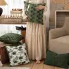 Funda de Cojín para Sofá de Sala de Estar Verde Retro Funda de Almohada Cubierta para Cojín de Tiro para Dormitorio Mesita de Noche Ventana Saliente Funda de Cojín Lumbar