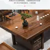 Juego Grande de Mesa de Té y Sillas de Madera Maciza, Una Mesa y Cinco Sillas, Mesa de Té de Nuevo Estilo Chino para Oficina y Uso Doméstico, Mesa para Preparación de Té Kung Fu
