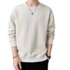 Playera de manga larga para hombre, diseño moderno de primavera y otoño, suéter jacquard de cuello redondo, casual holgada, blanca para usar debajo, top
