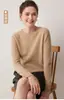 Nuevo Suéter de Punto para Mujer Otoño/Invierno de Primera Línea, Cuello Redondo, 100% Cachemira, Color Liso, Manga Larga, Capa Base