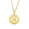 Pingente de Ícone de Signo do Zodíaco Novo Estilo Transfronteiriço Aço Titânio Banhado a Ouro 18K Corrente de Clavícula Colar de Casal Atacado