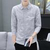 Camisa Masculina Manga Comprida 2024 Primavera e Verão Nova Juventude Trbottomyy Casual Listrada Masculina Camisa Masculina Segunda Pele