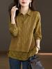 Camisa Falsa de Duas Peças Feminina Primavera e Outono Novo High-end Sense Solto Casual Bonito Estilo Ocidental Camisa Pequena Camisola de Manga Comprida Top