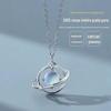 S925 Sterling prata moonstone planeta colar elegante meninas simples luz luxo design clavícula corrente para namorada presente