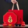 Bule, Xícara de Chá, Conjunto de Chá Cinco Bênçãos, Recipiente de Chá Cerâmico Retro em Forma de Cabaça, Impressão de Presente, Lembrancinhas, Produtos Culturais e Criativos para Negócios