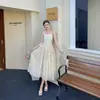 Vestido de tirantes estilo francés para mujer, vestido largo nuevo de verano, estilo vacacional, vestido de playa adelgazante, vestido de alta gama y con atmósfera