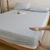Sábana bajera ajustada de algodón puro tejido y cepillado, pieza única para otoño e invierno, funda de colchón 100% algodón, protector de colchón Simmons, juego de tres piezas