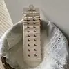 Meias Songmu designer combinação de marrom e cinza estilo coreano ins com laço floral de algodão altura média panturrilha meias femininas doces