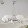 Dormitorio, comedor, estudio de estilo francés retro Bauhaus, lámpara de araña de sala de estar hecha a mano en tono crema estilo vintage nórdico, estilo de mediados de siglo