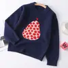 Suéter infantil de gola alta parcial com estampa de bolinhas e peras, malha de lã espessa, top de camada base pullover unissex para bebê outono e inverno