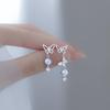 Pendientes de mariposa de piedra lunar de plata de ley 925 para mujer, nuevos pendientes de moda de verano 2023, pendientes de lujo ligeros de alta gama para mujer.