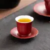 Taza maestra Kui Kou vidriada en rojo cerámica juego de té kung fu taza de degustación taza individual para recoger aroma taza personal uso doméstico taza de té roja pequeña