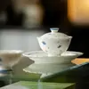 Estilo Dinastía Tang y Song Arcilla de Jade Pintada a Mano Porcelana Blanca Azul y Blanca Mariposa Soporte de Olla Cerámico para el Hogar Accesorios para Ceremonia del Té Bandeja de Té Bandeja Seca para Té