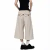 Calça casual listrada de alta qualidade estilo "old money" para o dia a dia masculina verão nova perna larga solta sete-pontos comprimento médio shorts modernos