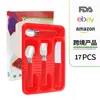 Comercio Exterior Transfronterizo Sudamérica 25 Piezas Set de Cuchillo, Tenedor y Cuchara Mango Curvo Cola Plana Cola Oblicua Mango de Plástico Acero Inoxidable Vajilla