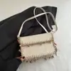 Bolso Bandolera Cruzado de Cadena Tejido de Paja para Mujer de Comercio Exterior 2025 Nuevo Estilo Borla Concha Playa Solapa Cuadrado Pequeño