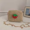 Bolsa de Ombro Infantil Desenho Morango Estilo Coreano, Bolsa Transversal Menina Tecida Vintage, Bolsa de Corrente Infantil Florzinhas Fofa, Tendência