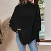 Aliexpress Tricô de Gola Alta Transfronteiriço Europeu e Americano Amazon Outono e Inverno Novo Camisa Morcego Decorada com Botões Tricô em Ponto Trançado