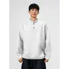 Camisa Henley transfronteriza estilo americano, camiseta de manga larga para hombre, negra, moderna, talla grande, corte holgado, ropa casual para hombre, sudadera de capa base