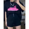 Shorts de Mezclilla Negros de Cintura Alta para Mujer, Estilo Delgado de Verano, Tallas Grandes, Favorecedores para Figuras Curvilíneas, Ocultan el Vientre, Pierna Ancha Línea A Petite, Hot Pants
