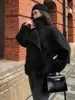 Abrigo Corto de Lana para Mujer con Cuello Alto, Nuevo Estilo Otoño/Invierno 2026 para Figuras Petite, Oversize con Cinturón, Abrigo de Lana Gruesa Estilo Coreano