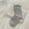 Calcetines de Malla de Tubo Medio Lisos con Borde Fruncido Estilo Japonés, Delgados Transpirables Simples Sin Costuras Holgados para Mujer, Primavera y Verano
