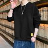Moletom masculino Jacquard falso de duas peças, gola redonda, outono e inverno, cor sólida, manga comprida, camiseta masculina solta, casual, top