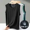 Chaleco de Malla Fina de Seda de Hielo de Verano para Hombre, Transpirable, de Secado Rápido, Deportivo, Talla Grande, Hueco, Hombros Anchos, Camiseta sin Mangas, Top para Hombre