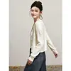 Cardigã de tricô com ponto trançado, gola redonda, cor off-white, para mulheres, jaqueta de tricô suave e macia para primavera e outono, top vintage slim fit