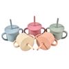 Taza de Aprendizaje de Silicona para Niños con Asa, Taza con Popote Desmontable, Antiahogo, Resistente a Altas Temperaturas, Taza de Agua para Exteriores para Niños