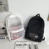 Mochila transparente japonesa de nicho, mochila escolar personalizada, mochila de malla, bolso de color sólido de moda, disponible en blanco y negro