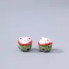 Cachecol Cerâmico, Gato de Cerâmica Flor de Cerejeira Contas Soltas, Contas Espaçadoras Gato da Sorte Pintado, Contas Soltas de Cerâmica, Joias Tecidas à Mão Atacado