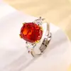 Nova joia Huabi 2024 cobre banhado a ouro broca de alto carbono corte gelo ovo de pombo conjunto de cobre anel de temperamento 10*12