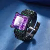 Otoño e invierno nuevo joyería Huabi base de cobre chapado en oro corte flor de hielo diamante de alto carbono incrustación de cobre anillo de personalidad para mujer 10*10