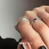 Anillos Geométricos de Letras Dulces y Frescos para Mujer, Estilo Coreano Moda Personalidad Cadena Anillos Abiertos Nuevos, Anillos Apilables para Dedo Índice Tendencia