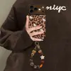 Pulsera de gato con estampado de leopardo, adecuada para funda de teléfono Apple 17pm, iPhone 18, colección otoño/invierno, 16, estilo Maillard, 14, nuevo estilo para mujer, 15