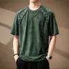 Camiseta de Manga Corta con Parches Bordados Estilo Americano de Marca de Moda para Hombre, Verano Resistente Casual Retro Tie-Dye de Media Manga