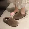 Mules de Piel con Estampado de Leopardo de Venta Caliente Otoño 2026 para Mujer, Pantuflas de Felpa de Algodón para Exterior Estilo Francés Otoño-Verano, Mules de Punta Cerrada