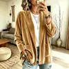 Outono/Inverno 2026 Novo Comércio Transfronteiriço Europeu e Americano Cor Sólida Veludo Dourado Cardigan Longo Feminino com Gola Reversível