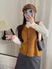 Chaleco de Punto Retro Artístico con Botones para Mujer, Nuevo Suéter Cardigan sin Mangas Estilo Japonés de Otoño para Vestir por Capas